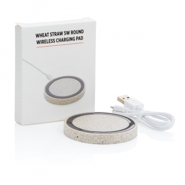 Logotrade corporate gift picture of: Wheat Straw 5W round wireless charging pad
