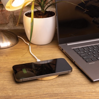 Logo trade promotional merchandise image of: Bamboo 15W wireless charger