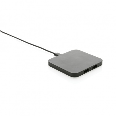 Logotrade business gifts photo of: RCS recycled plastic 10W Wireless charger with USB Ports
