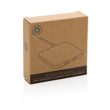 Logotrade promotional items photo of: RCS recycled plastic 10W Wireless charger with USB Ports