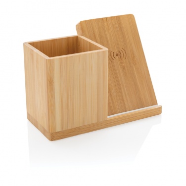 Logo trade promotional merchandise picture of: Calgary bamboo 10W wireless charger