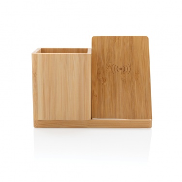 Logo trade business gift photo of: Calgary bamboo 10W wireless charger