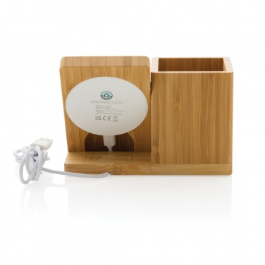 Logo trade business gift photo of: Calgary bamboo 10W wireless charger