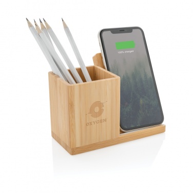 Logo trade corporate gifts picture of: Calgary bamboo 10W wireless charger