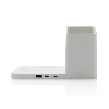 Logo trade promotional gifts image of: Ontario recycled plastic & bamboo 3-in-1 wireless charger