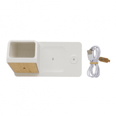 Logotrade promotional item picture of: Ontario recycled plastic & bamboo 3-in-1 wireless charger