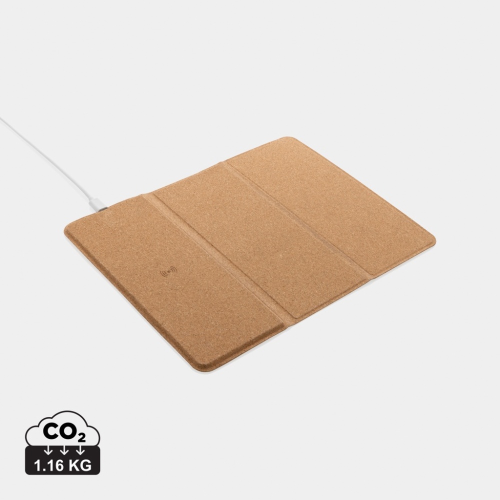 Logotrade promotional giveaway image of: 10W wireless charging cork mousepad and stand