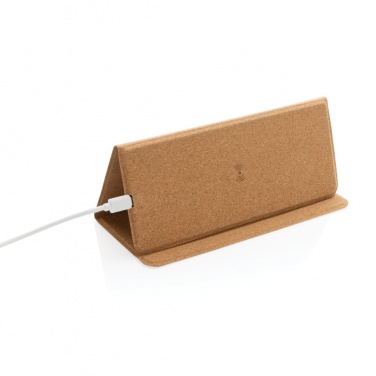 Logo trade promotional gifts image of: 10W wireless charging cork mousepad and stand
