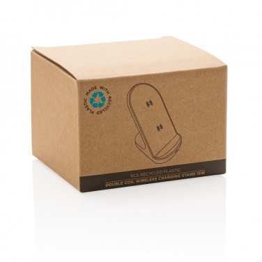 Logo trade advertising products picture of: RCS recycled plastic double coil wireless stand 15W