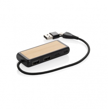 Logotrade promotional gifts photo of: Link RCS recycled plastic and bamboo dual Input USB hub