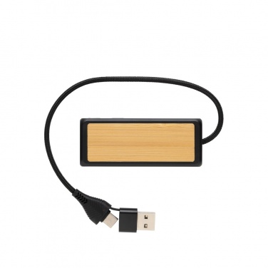 Logotrade advertising products photo of: Link RCS recycled plastic and bamboo dual Input USB hub