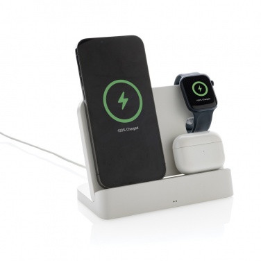 Logotrade corporate gift image of: Joltz RCS recycled plastic dual 15W charger with iWatch slot