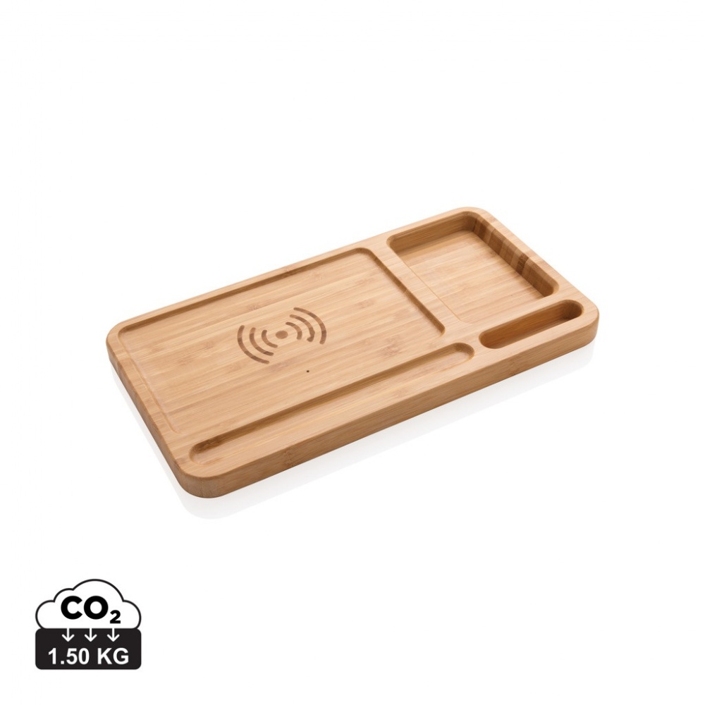 Logotrade promotional items photo of: Bamboo desk organiser 5W wireless charger