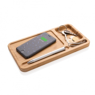 Logo trade promotional products picture of: Bamboo desk organiser 5W wireless charger