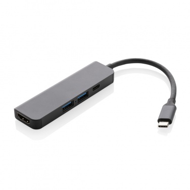Logo trade promotional giveaways image of: Terra RCS recycled aluminum hub with HDMI input