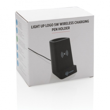 Logo trade promotional giveaways picture of: Light up logo 5W wireless charging pen holder