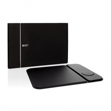 Logo trade advertising products image of: Swiss peak RCS recycled PU 15W 3 in 1 charging mousepad