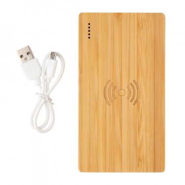 Logotrade business gift image of: Bamboo 4.000 mAh wireless 5W Powerbank