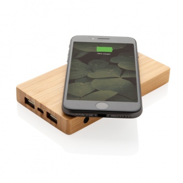 Logotrade promotional merchandise photo of: Bamboo 4.000 mAh wireless 5W Powerbank