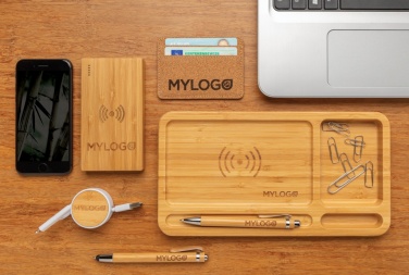 Logotrade promotional items photo of: Bamboo 4.000 mAh wireless 5W Powerbank