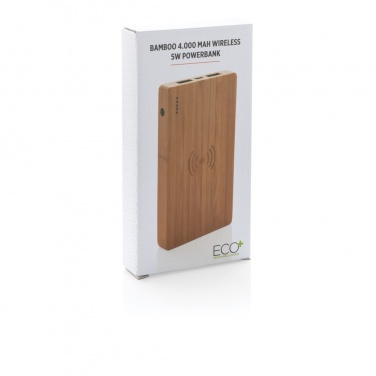 Logo trade promotional products picture of: Bamboo 4.000 mAh wireless 5W Powerbank
