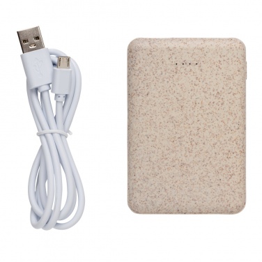 Logo trade advertising products image of: Wheat Straw 5.000 mAh Pocket Powerbank