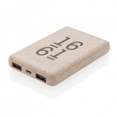 Logo trade advertising products image of: Wheat Straw 5.000 mAh Pocket Powerbank