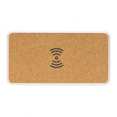 Logo trade corporate gifts picture of: Cork and Wheat Straw 8.000 mAh 5W wireless powerbank