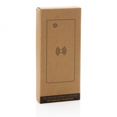 Logo trade promotional giveaways picture of: Bamboo 8.000 mAh 5W wireless powerbank