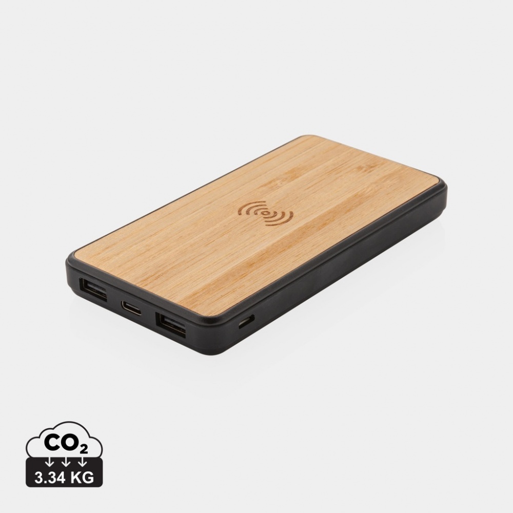 Logo trade promotional giveaways picture of: RCS recycled plastic 8000 mAh Wireless Powerbank