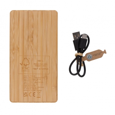 Logo trade promotional items picture of: Sunwick 10.000 mAh Bamboo solar powerbank