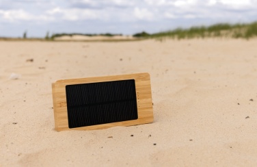 Logo trade business gifts image of: Sunwick 10.000 mAh Bamboo solar powerbank