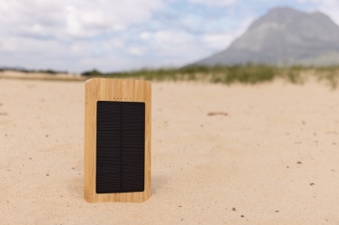 Logo trade promotional items image of: Sunwick 10.000 mAh Bamboo solar powerbank