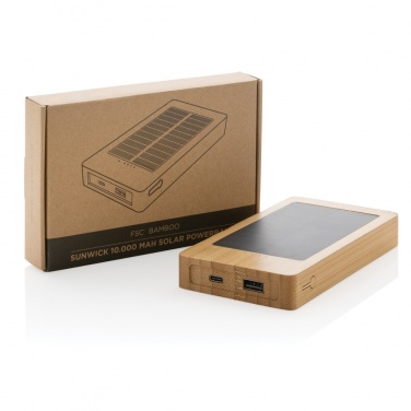Logotrade promotional product image of: Sunwick 10.000 mAh Bamboo solar powerbank