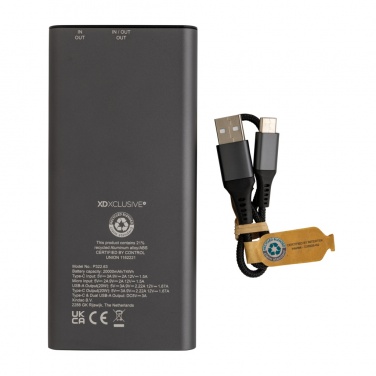 Logotrade corporate gift image of: Terra RCS recycled 20W aluminium powerbank 20.000 mAh