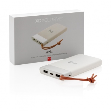 Logotrade advertising product picture of: Aria 8.000 mAh 5W wireless charging powerbank