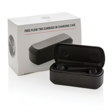 Logo trade promotional products image of: Free Flow TWS earbuds in charging case