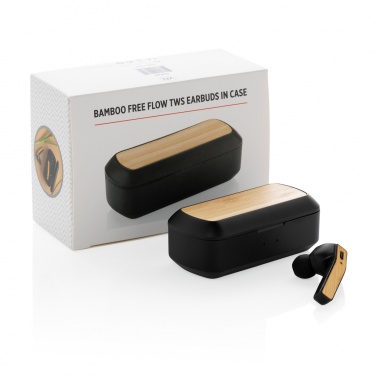 Logotrade promotional giveaway picture of: Bamboo Free Flow TWS earbuds in case