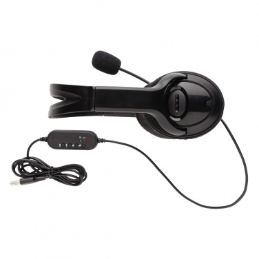 Logo trade promotional giveaways picture of: Over ear wired work headset