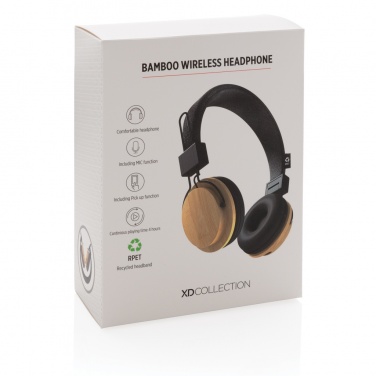 Logotrade promotional giveaway image of: Bamboo wireless headphone