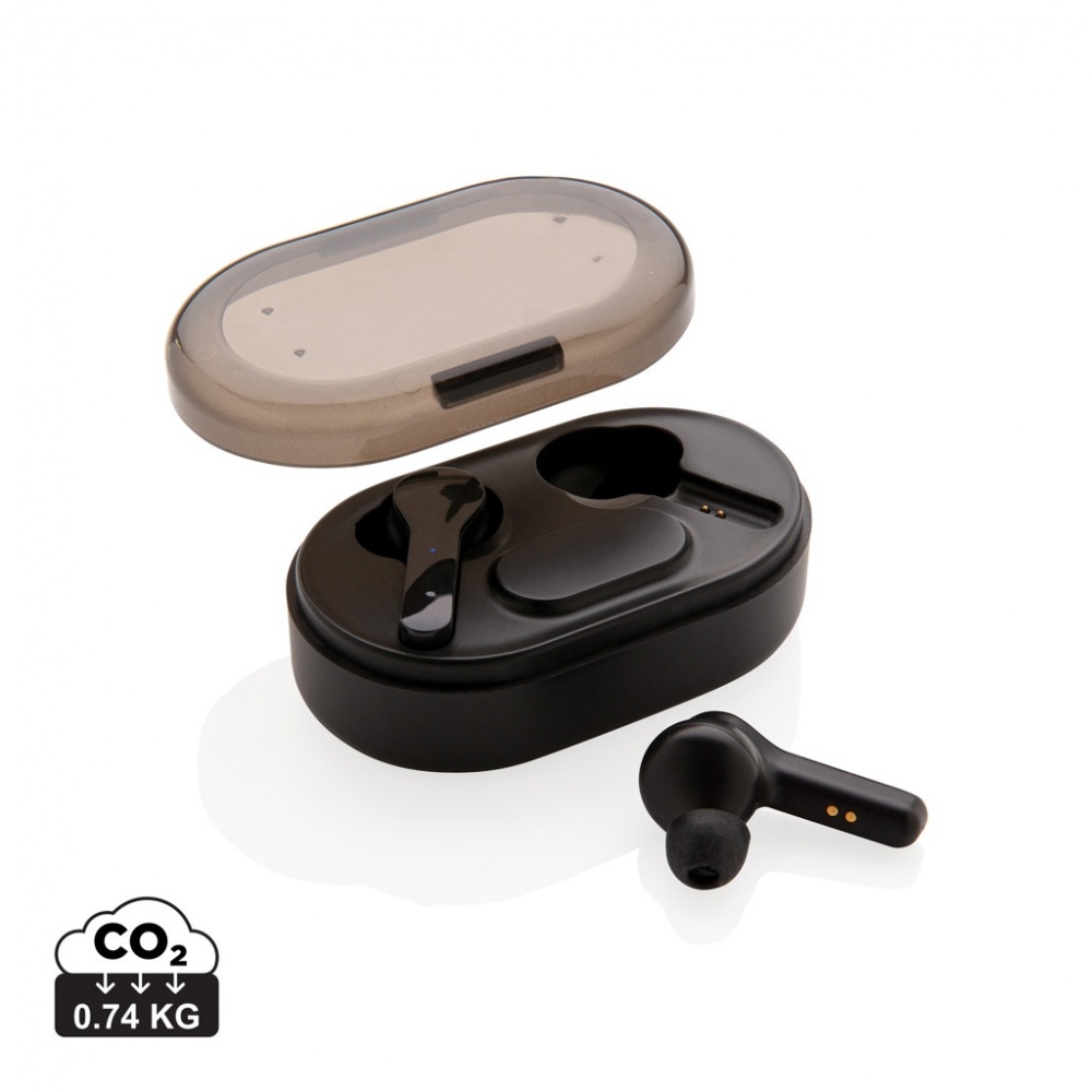 Logotrade promotional product image of: Light up logo TWS earbuds in charging case