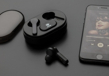 Logo trade promotional products image of: Light up logo TWS earbuds in charging case