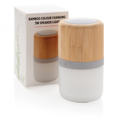 Logo trade promotional merchandise picture of: Bamboo colour changing 3W speaker light