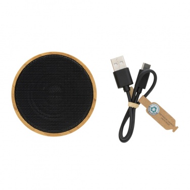 Logo trade promotional giveaways image of: RCS recycled plastic and bamboo 3W wireless speaker