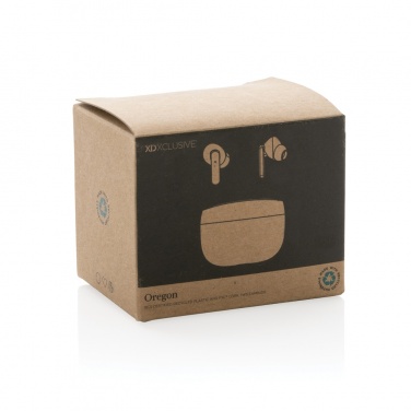 Logotrade promotional products photo of: Oregon RCS recycled plastic and cork TWS earbuds