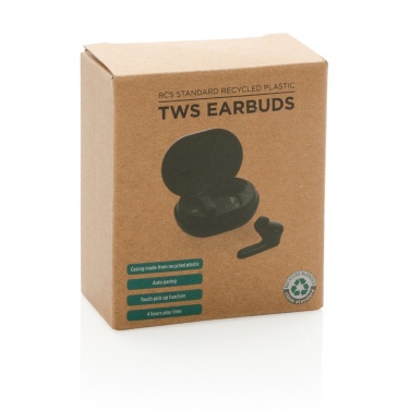 Logo trade advertising product photo of: RCS standard recycled plastic TWS earbuds