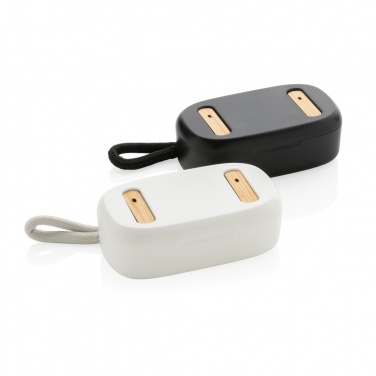 Logo trade promotional gifts image of: RCS recycled plastic & bamboo TWS earbuds