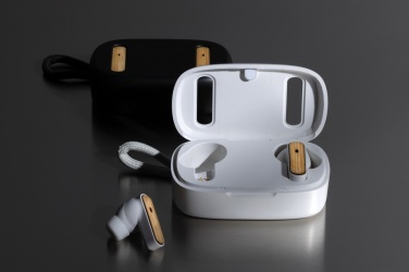 Logo trade promotional items picture of: RCS recycled plastic & bamboo TWS earbuds