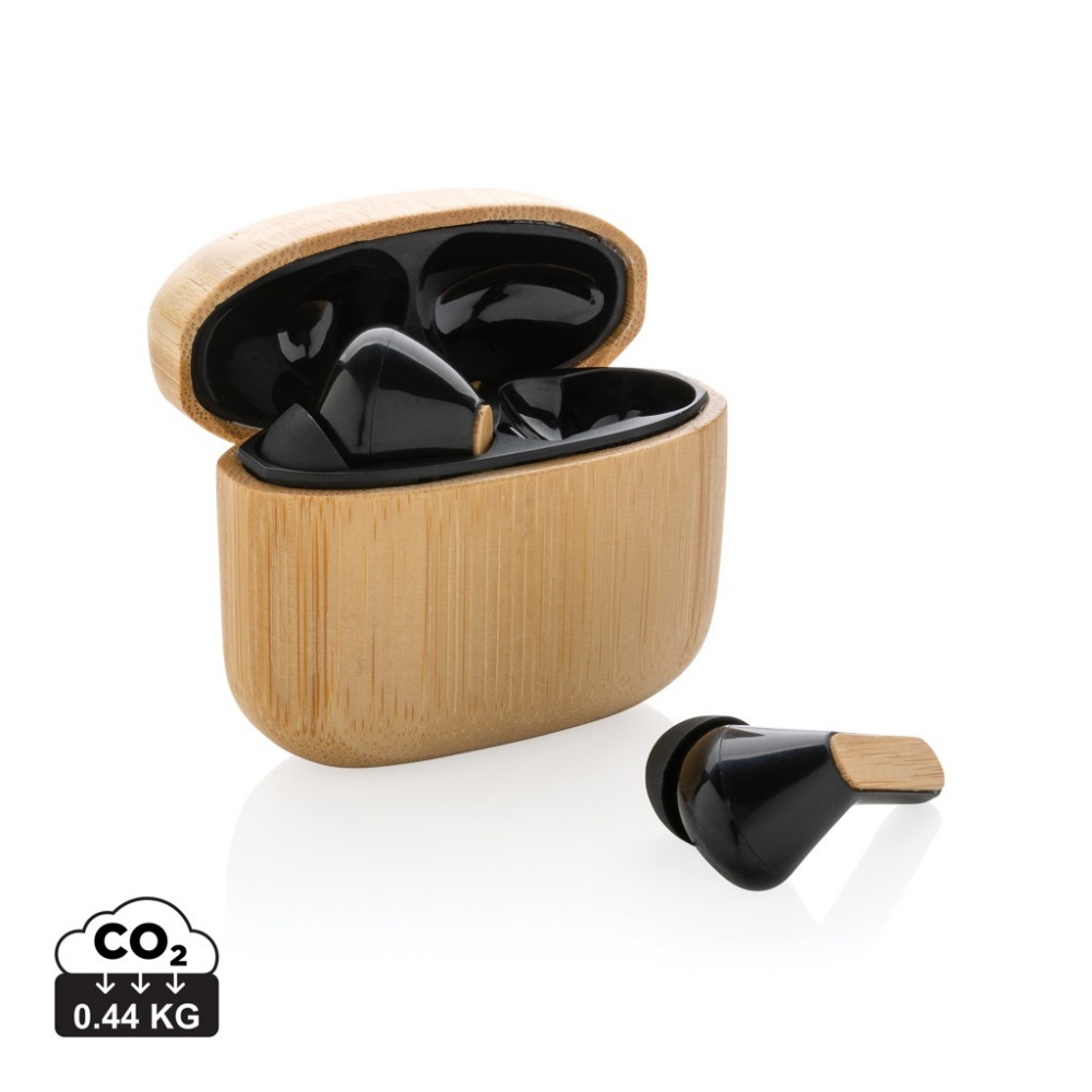 Logotrade advertising products photo of: Bamboo TWS earbuds with RCS recycled plastic