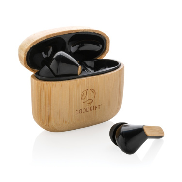 Logotrade promotional product image of: Bamboo TWS earbuds with RCS recycled plastic